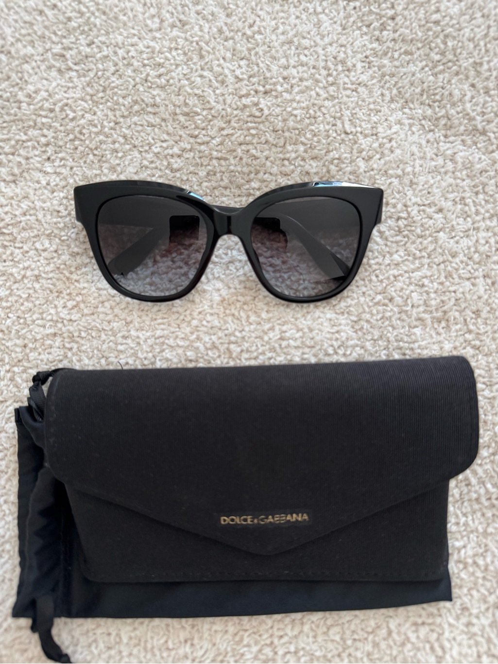 Dolce & Gabbana Glossy Black Cat-Eye Sunglasses